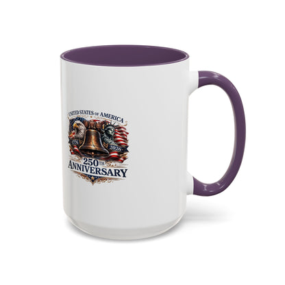 250th Anniversary Accent Coffee Mug — Patriotic United States Bell & Eagle Design (11/15 oz)