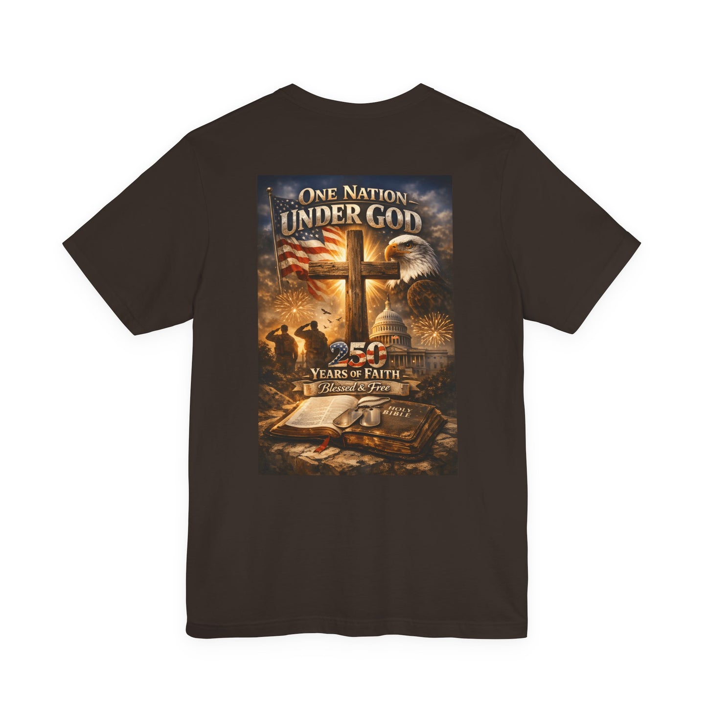 One Nation Under God T-Shirt — 250 Years of Faith Patriotic Christian Tee