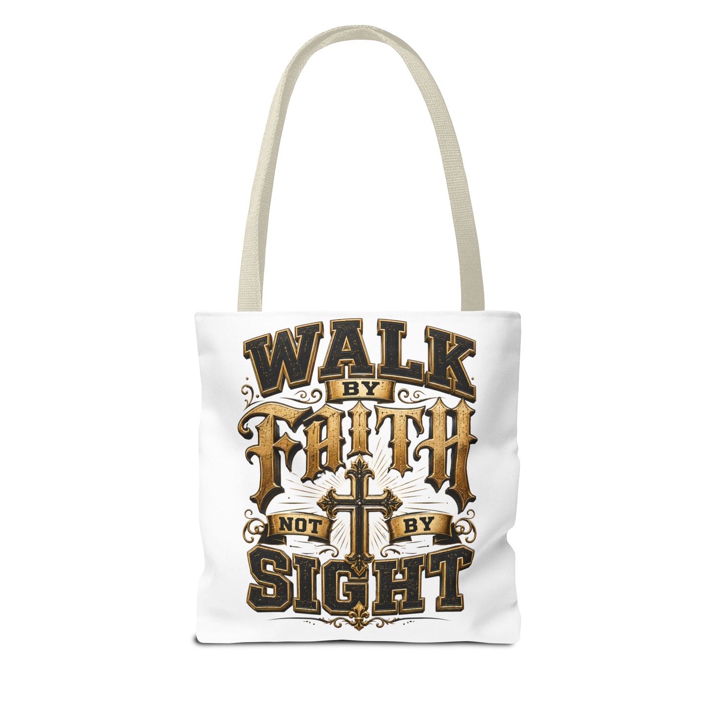 Walk by Faith Tote Bag — Christian Inspirational Cross Tote
