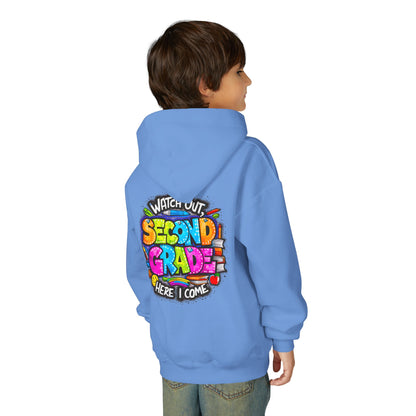 Second Grade Kids' Hoodie - "Watch Out Second Grade Here I Come" Back-to-School Sweatshirt