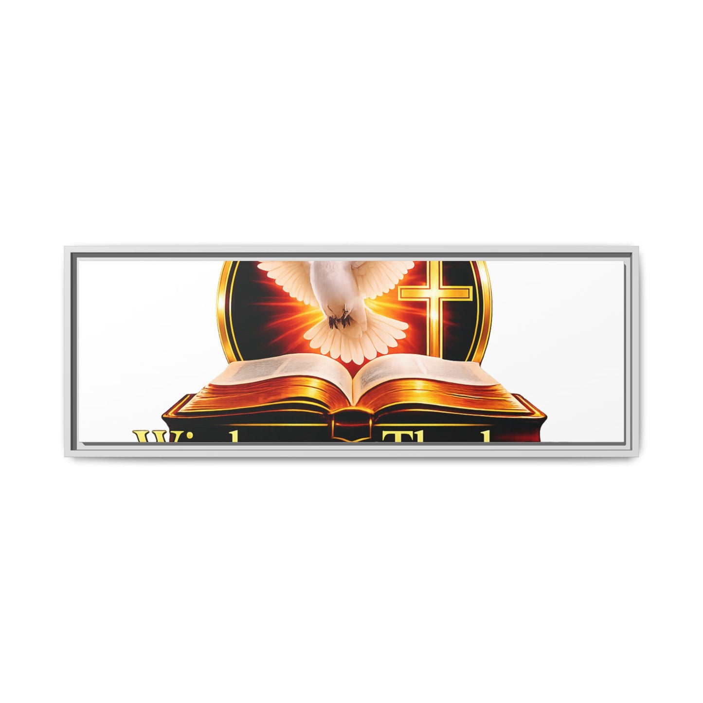 Framed Canvas Print — "Wisdom and Theology" Dove & Bible Wall Art
