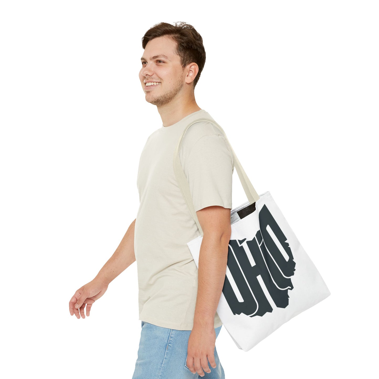 Ohio State Outline Tote Bag — Retro Ohio Text Graphic Tote