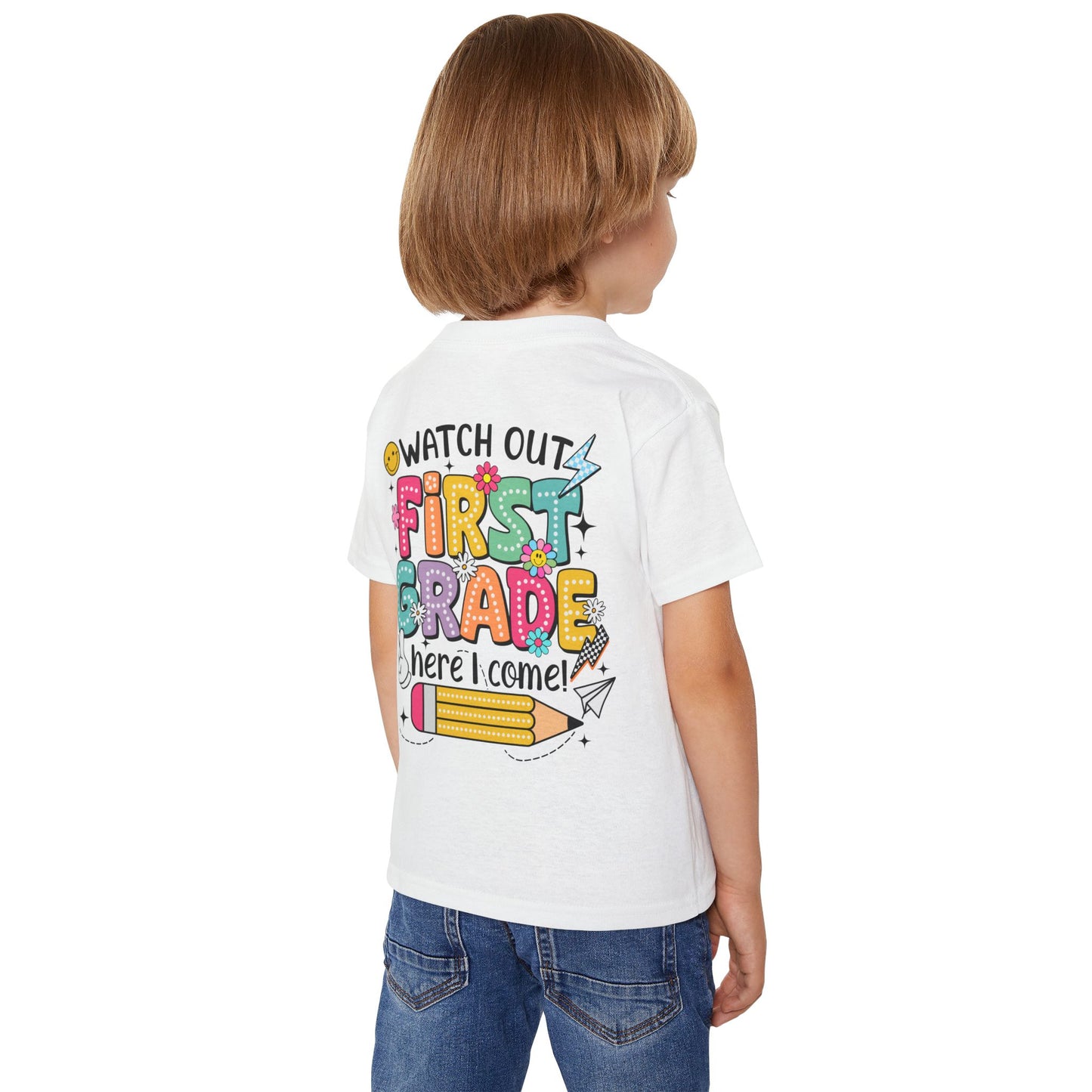 First Grade Toddler T‑Shirt – "Watch Out First Grade Here I Come!" Back‑To‑School Tee