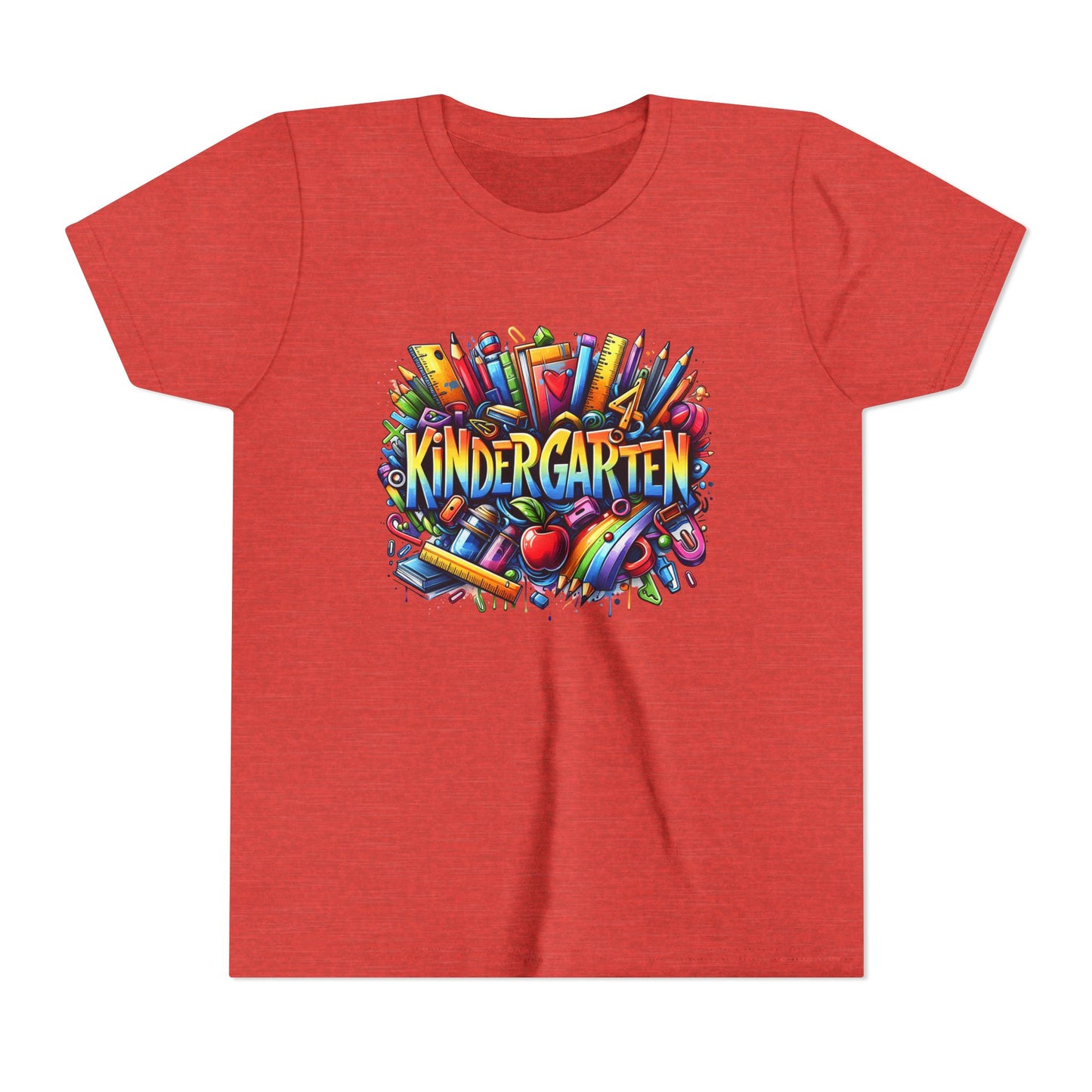 Kindergarten Colorful School Supplies Youth Tee — Back-to-School Kids T-Shirt