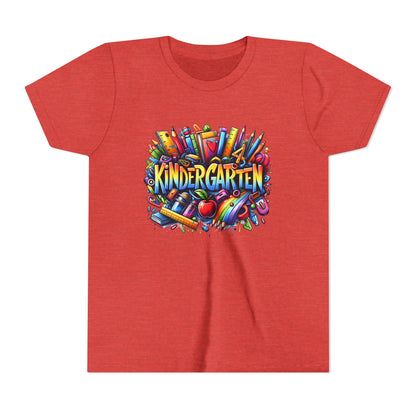 Kindergarten Colorful School Supplies Youth Tee — Back-to-School Kids T-Shirt