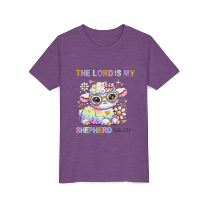 Youth Tee — 'The Lord Is My Shepherd' Rainbow Lamb Christian Kids T‑Shirt