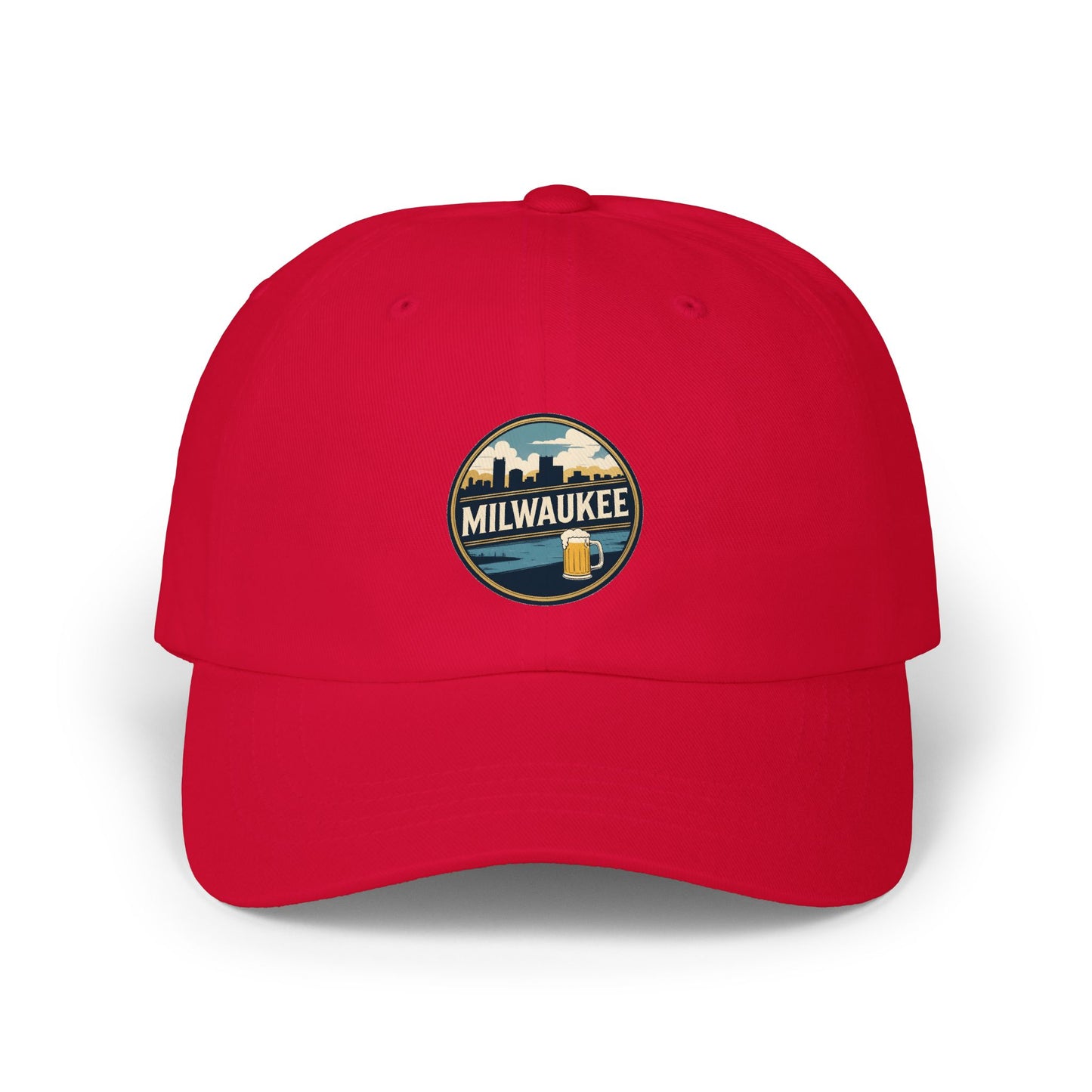Milwaukee Skyline & Beer Patch Dad Cap — Vintage City Pride Baseball Hat