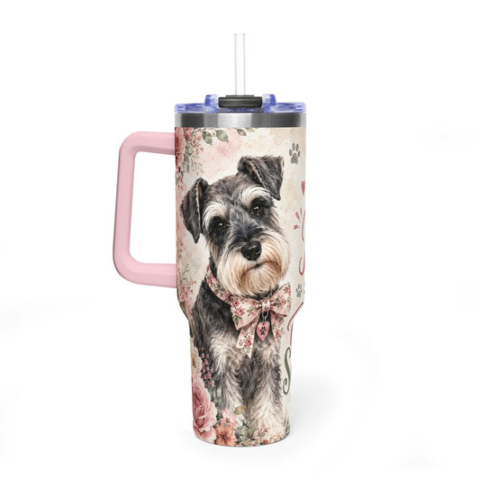 40oz Vacuum Tumbler – “Life Is Better With My Miniature Schnauzer” Dog Lover Travel Mug