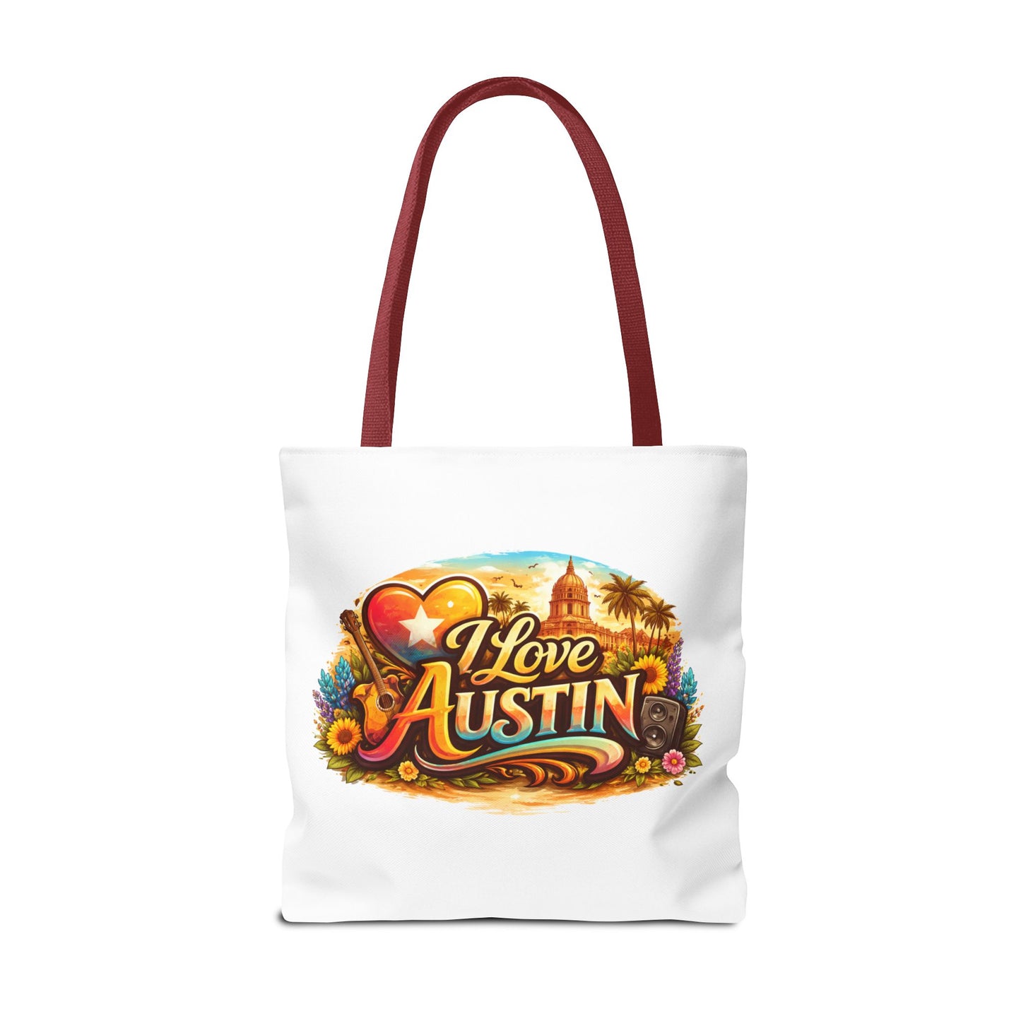 I Love Austin Tote Bag — Retro Cityscape Cotton Shopper
