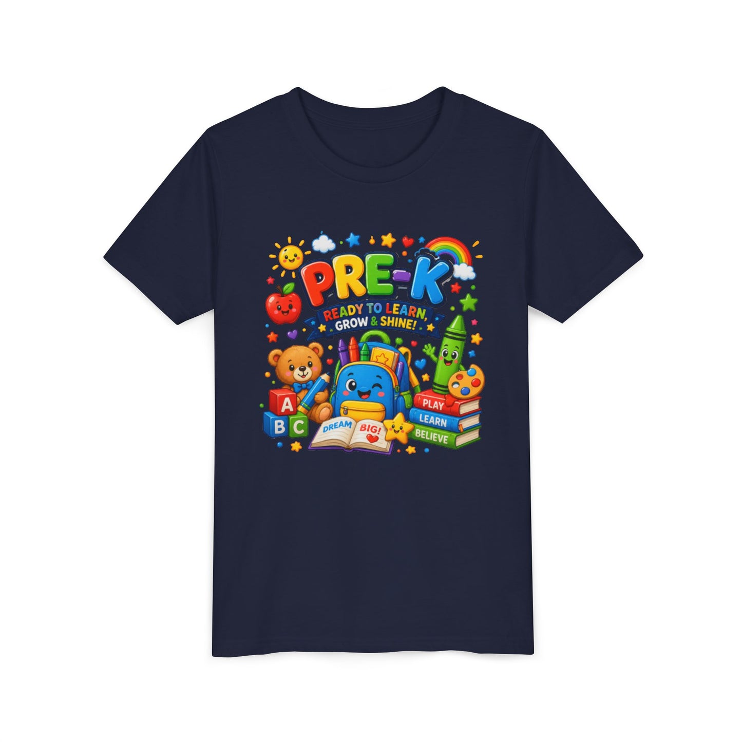 Pre-K Ready To Learn Kids T-Shirt — Colorful Preschool Back-to-School Tee
