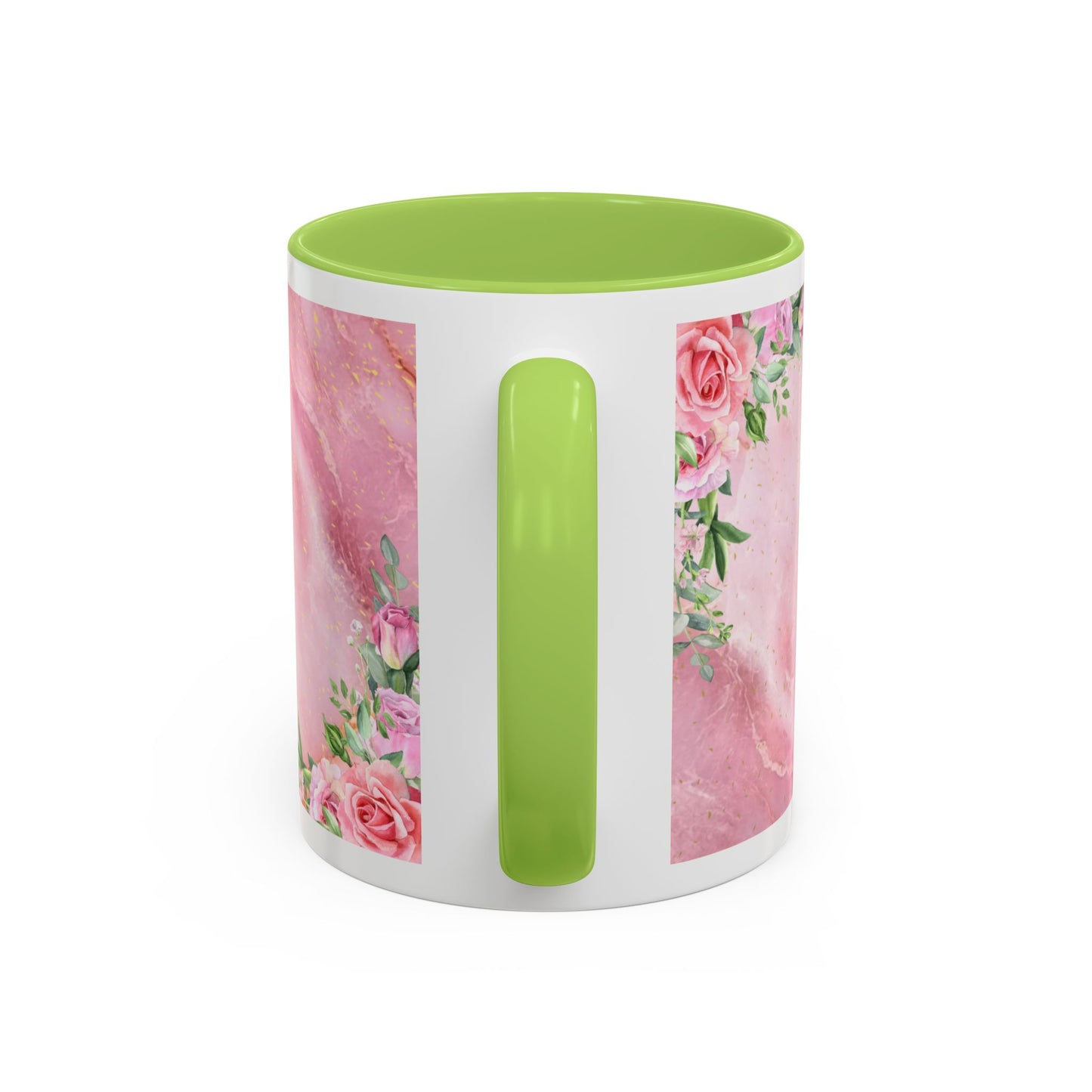 Mother’s Love Accent Coffee Mug — “A Mother's Love is the Heart of the Family” (Pink Floral, 11/15oz)