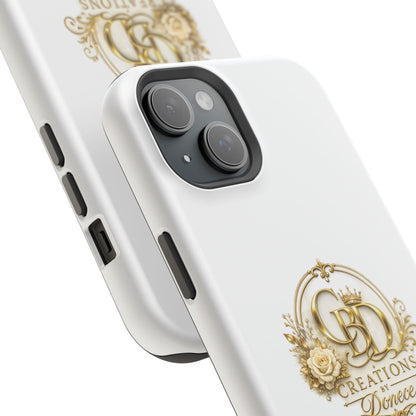 Magnetic Impact-Resistant Phone Case — Gold Floral Crest Logo