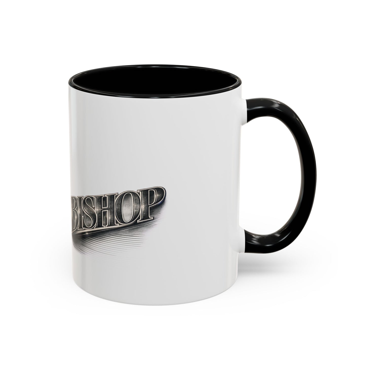 Vintage 'Bishop' Accent Coffee Mug — Retro Metallic Text Ceramic Mug (11/15oz)