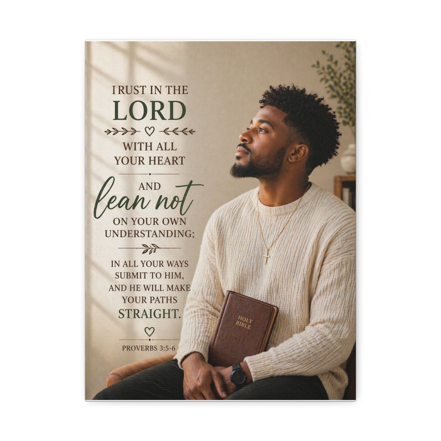Stretched Canvas - "Trust in the Lord" Scripture Wall Art (Proverbs 3:5-6)