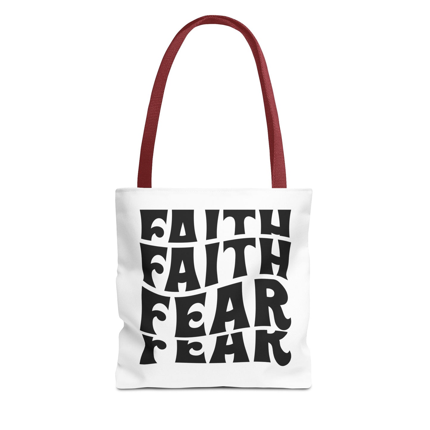 Faith Over Fear Tote Bag – Bold Retro Typography Canvas Tote