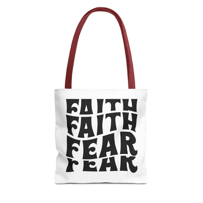 Faith Over Fear Tote Bag – Bold Retro Typography Canvas Tote