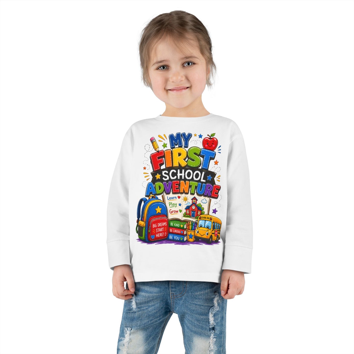 My First School Adventure Toddler Long Sleeve Tee