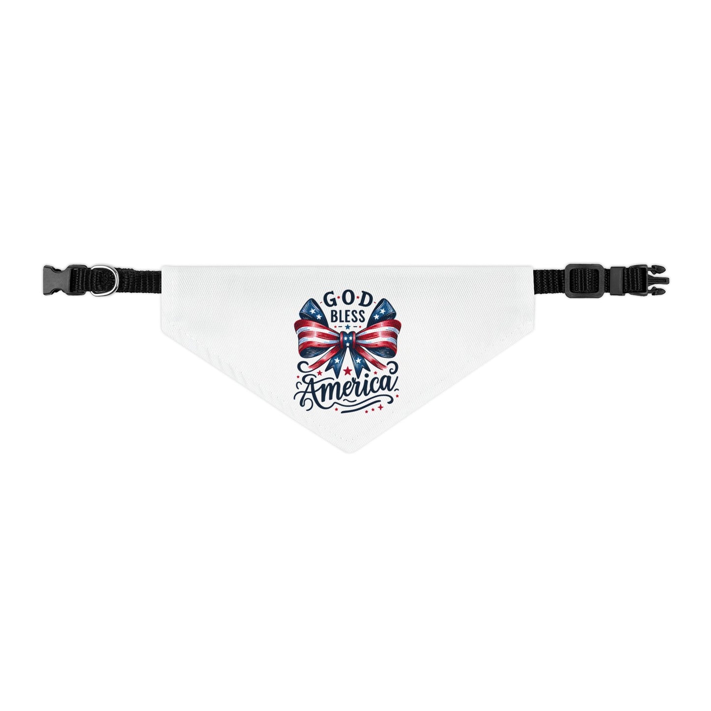Patriotic Pet Bandana Collar - "God Bless America" Flag Bow Design