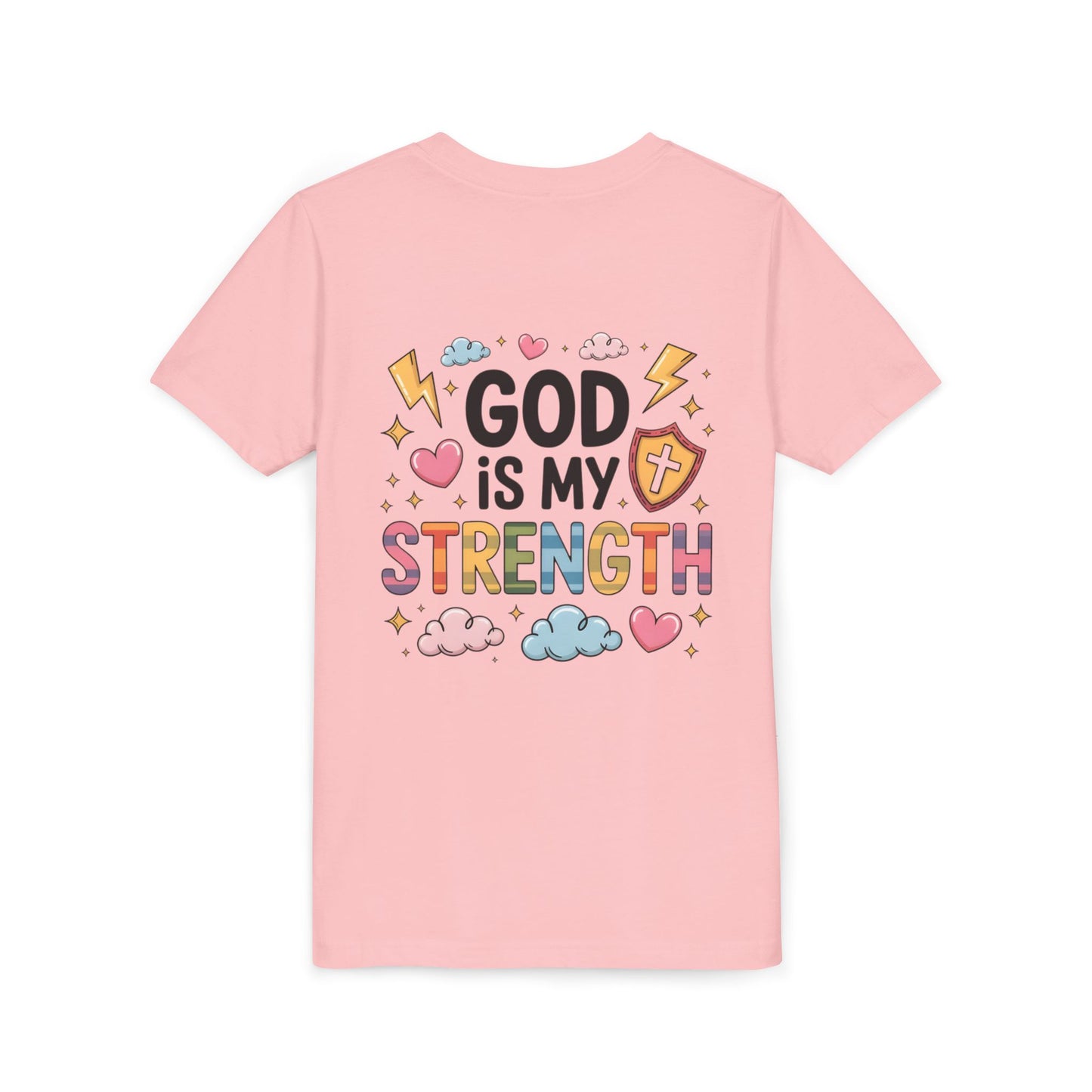 God Is My Strength Youth Tee — Cute Faith-Based Kids T-Shirt
