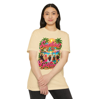 Sunshine & Girlfriends Beach T-Shirt — Tropical Vacation Tee for Friends