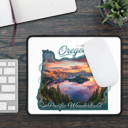 Oregon Gaming Mouse Pad — 'Pacific Wonderland' Scenic State Map
