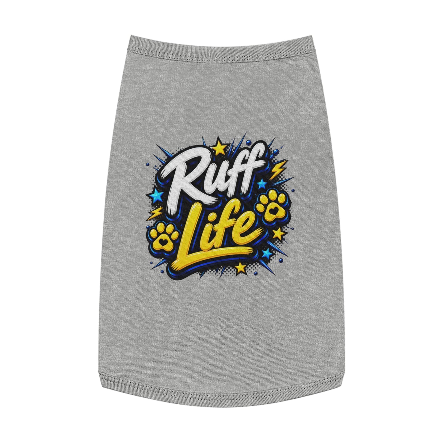 Ruff Life Pet Tank Top - Funny Dog Shirt with Paw Prints & Stars