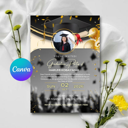 Graduation Invitation Card Template | Editable Digital Graduation Party Invite