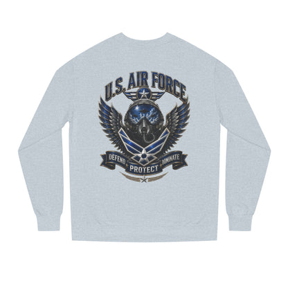 U.S. Air Force Skull Crewneck Sweatshirt — Defend Protect Dominate Tactical Pullover