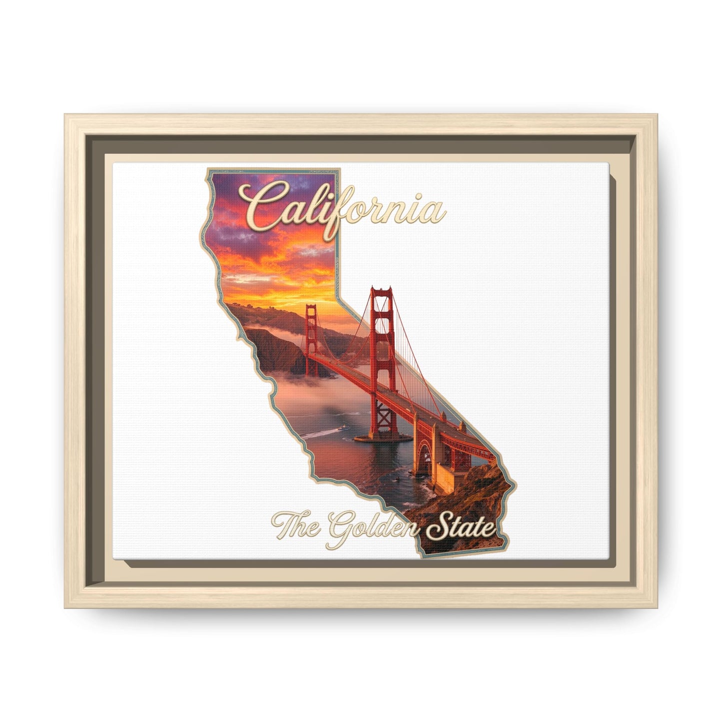 California Golden Gate Map Matte Canvas Print (Framed)