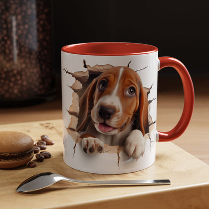 Basset Hound Peekaboo Accent Coffee Mug — Cute Dog Lover Gift (11/15 oz)