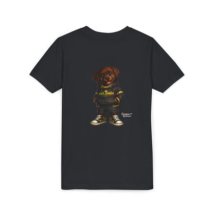 Youth Tee — Cute Puppy "Melanin" Streetwear Graphic