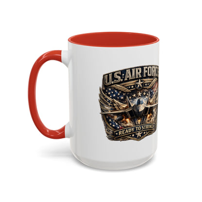 U.S. Air Force Accent Coffee Mug — "Ready to Strike" Military Aviation Gift