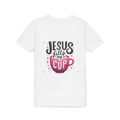 Jesus Fills My Cup Youth Tee — Christian Faith Kids Shirt
