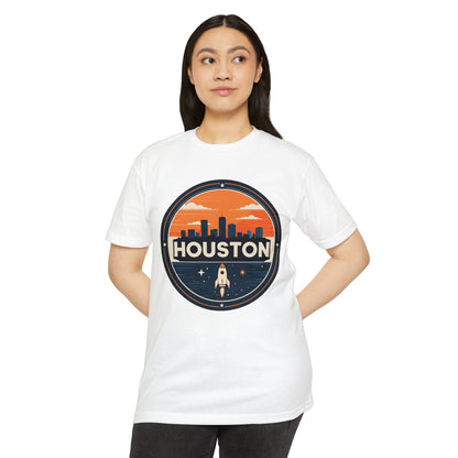 Houston Rocket City T-Shirt — Retro Skyline Space Graphic Tee