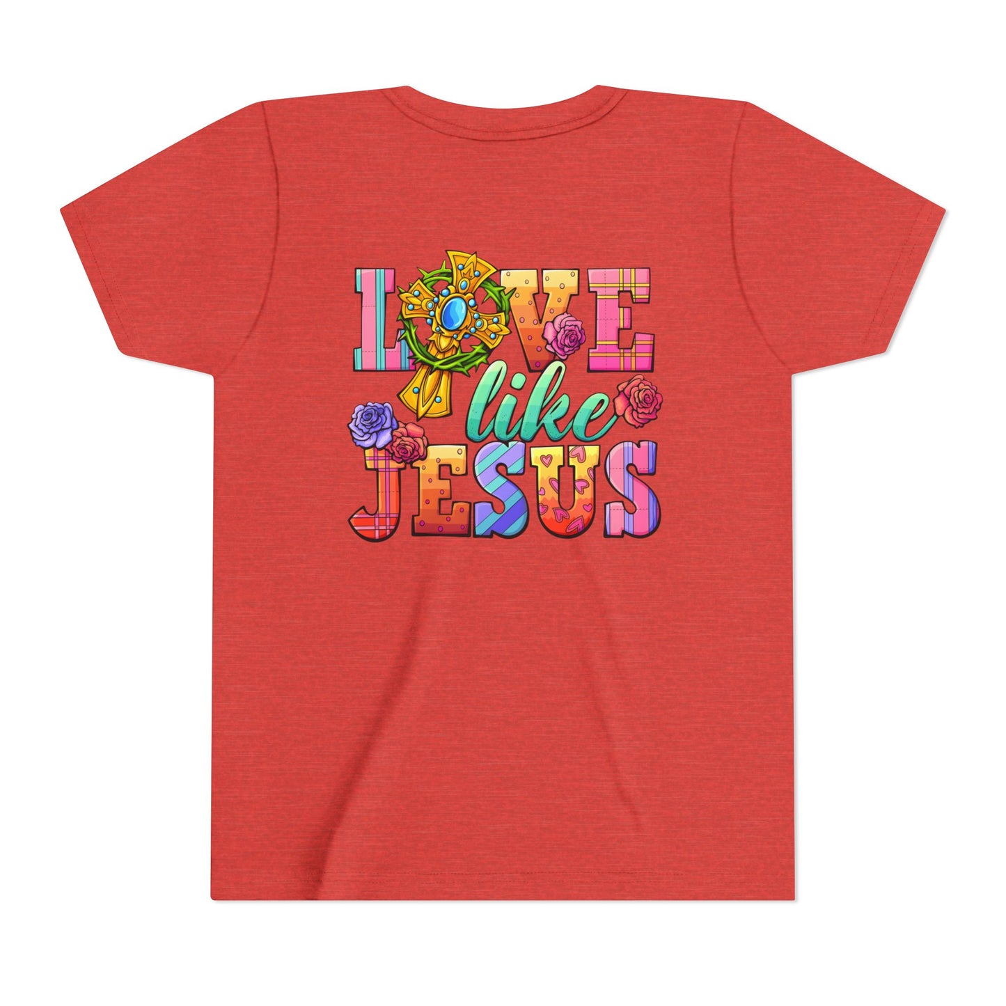 Youth Tee — "Love Like Jesus" Colorful Faith Graphic