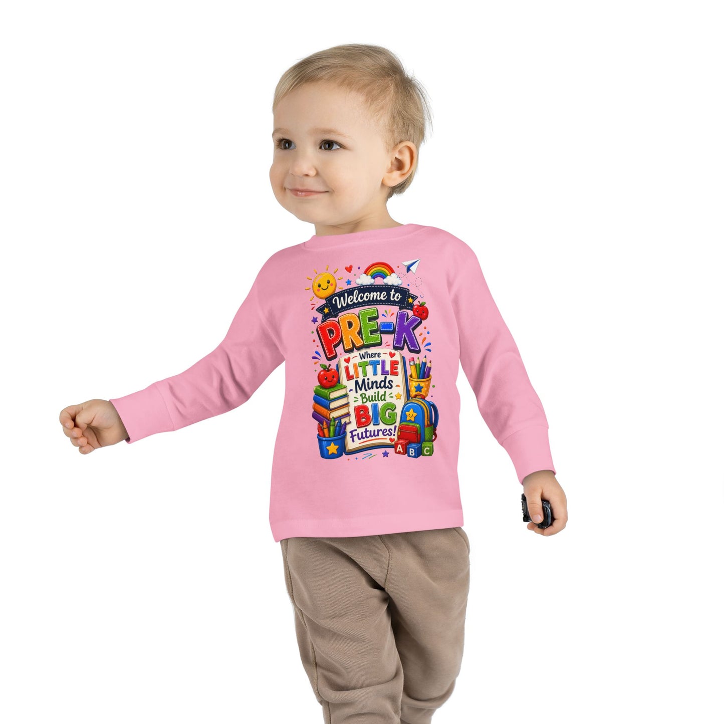 Pre-K Toddler Long Sleeve Tee – "Welcome to Pre-K Where Little Minds Build Big Futures"