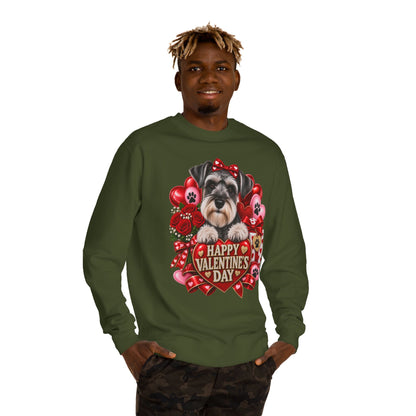 Valentine's Day Dog Sweatshirt — Cute Schnauzer "Happy Valentine's Day" Crewneck