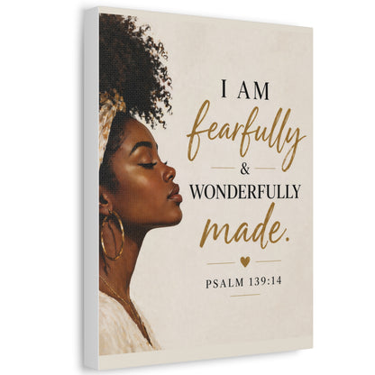 Canvas Wall Art — "I Am Fearfully & Wonderfully Made" Psalm 139:14 Inspirational Portrait