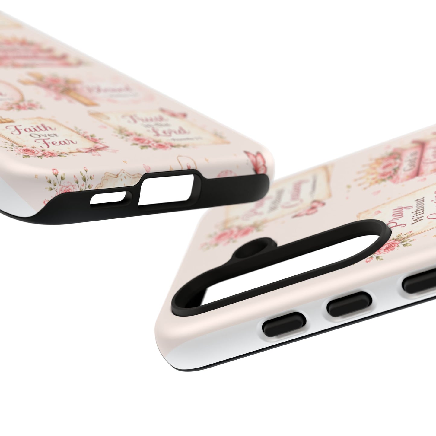 Christian Floral Phone Case — "Pray Without Ceasing" Faith Cross Design