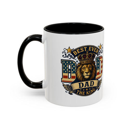 Best Ever Dad Coffee Mug — 'Dad the King' Lion Accent Mug (11/15oz)