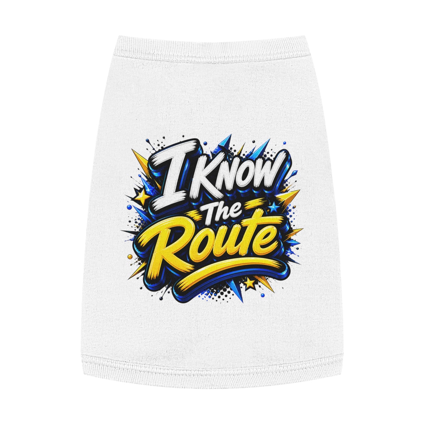 Pet Tank — "I Know The Route" Dog Tank Top, Travel-Ready Graphic Pet Tee