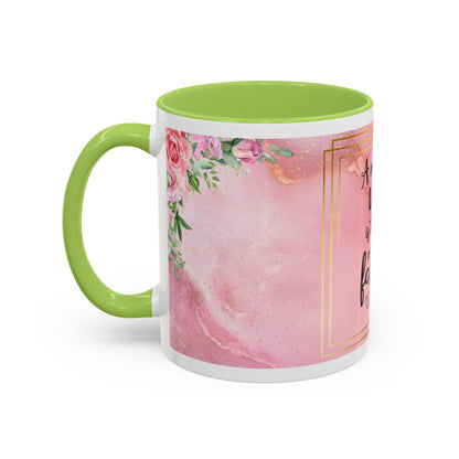 Mother’s Love Accent Coffee Mug — “A Mother's Love is the Heart of the Family” (Pink Floral, 11/15oz)