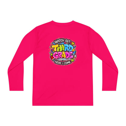 Youth Long Sleeve Tee — "Watch Out Third Grade Here I Come" Back-to-School Shirt
