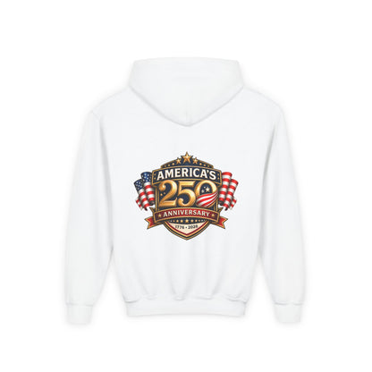 Youth Hoodie — "America's 250th Anniversary" Patriotic 1776-2026 Celebration Design