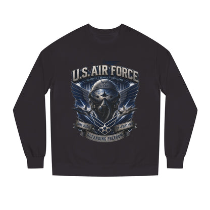 U.S. Air Force Crewneck Sweatshirt — Tactical Skull Wings "Defending Freedom"