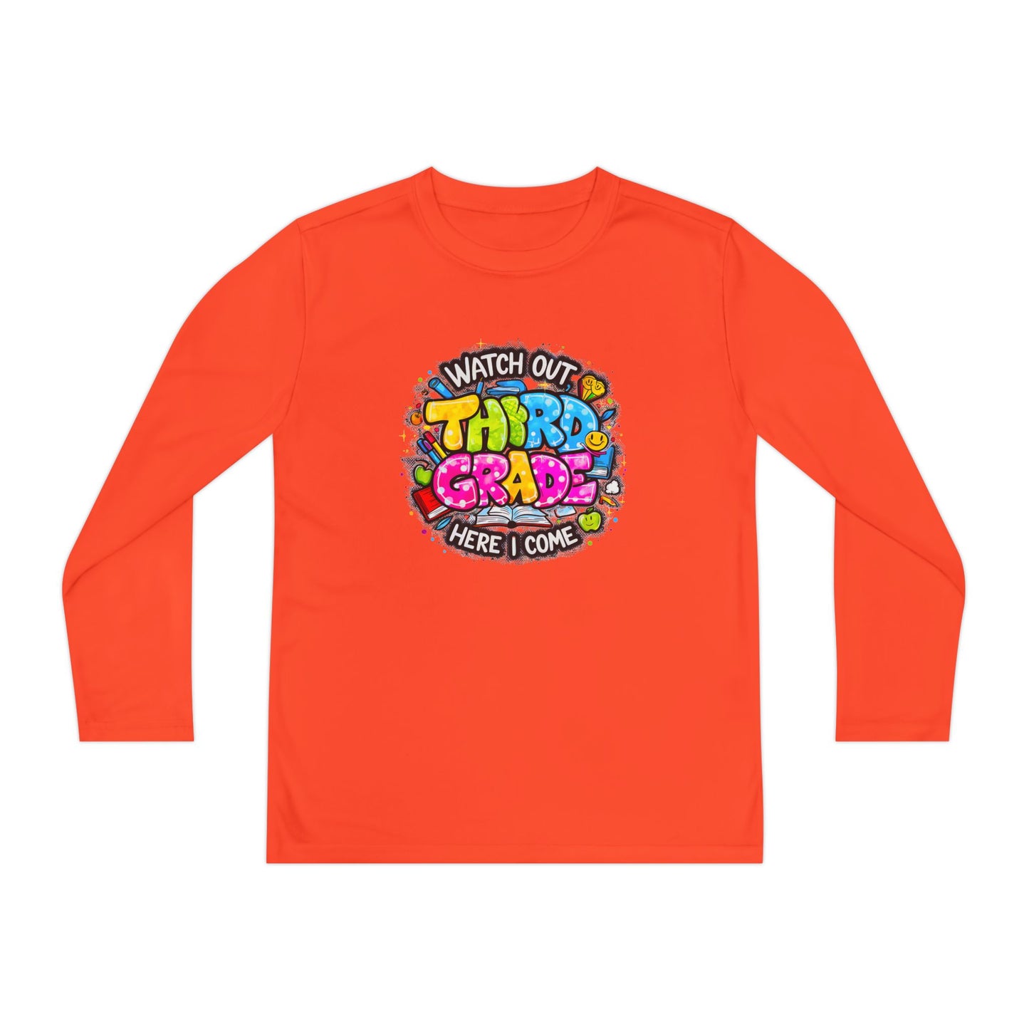 Youth Long Sleeve Tee — "Watch Out Third Grade Here I Come" Back-to-School Shirt