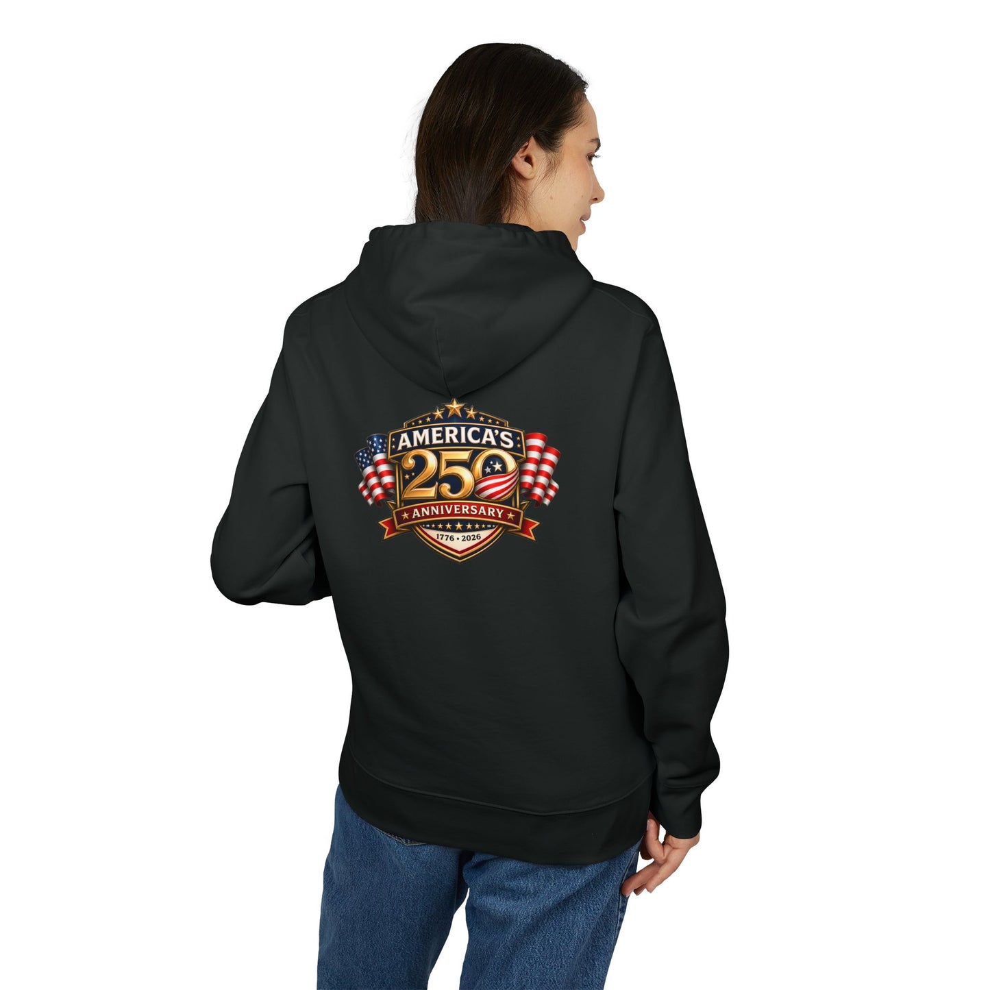 25th Anniversary America Logo Hoodie - Patriotic American Flag Crewneck