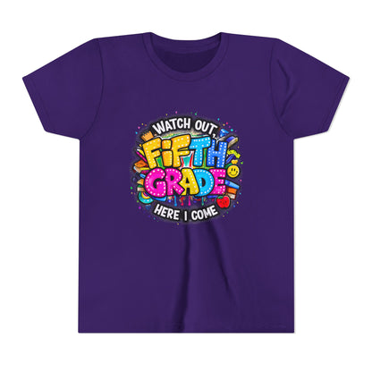 Fifth Grade T‑Shirt for Kids - "Watch Out Fifth Grade Here I Come" Back-to-School Tee