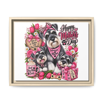 Happy Mother’s Day Schnauzer Canvas — Framed Matte Wall Art