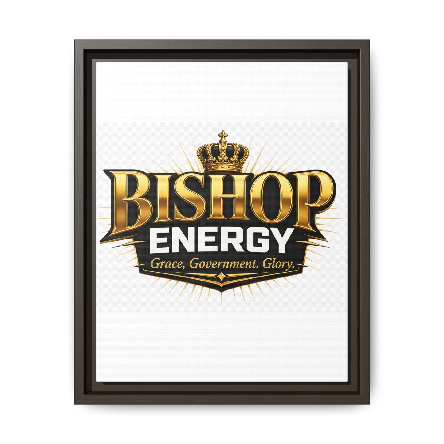Framed Canvas Art - "Bishop Energy" Gold Crown Logo (Matte)